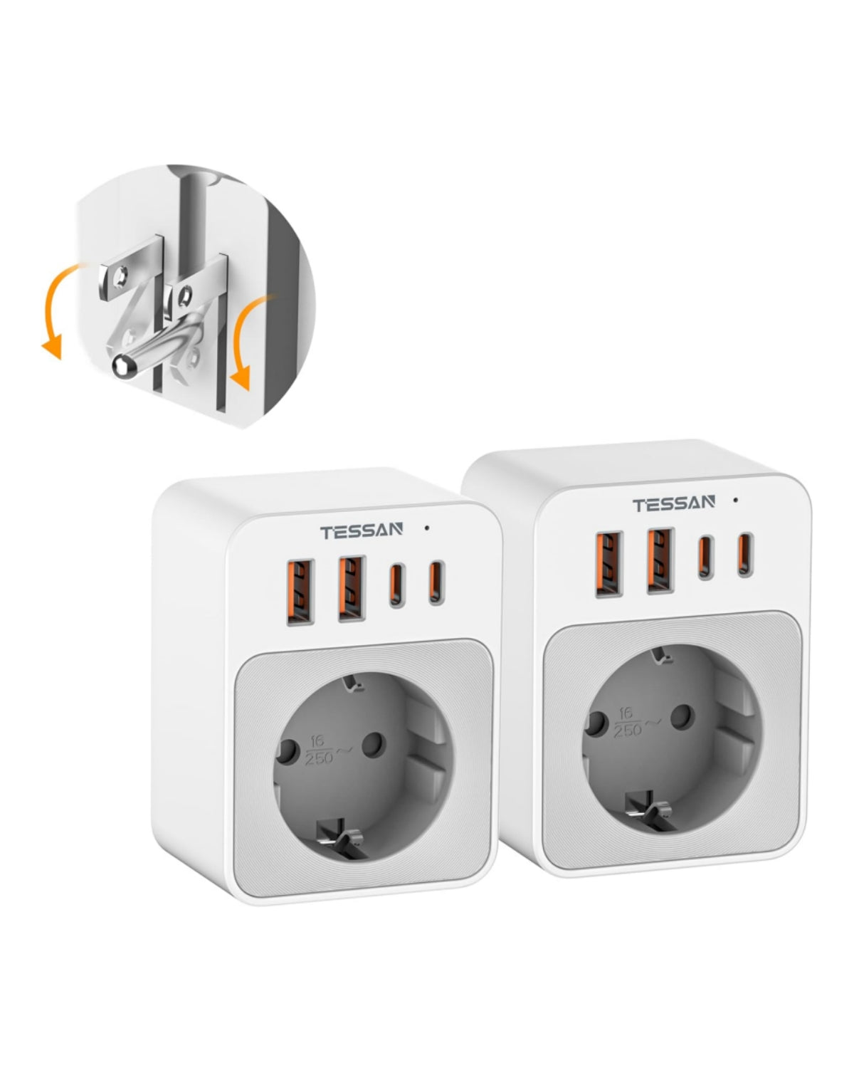 TESSAN USA Typ B Reiseadapter mit USB-C & USB-A