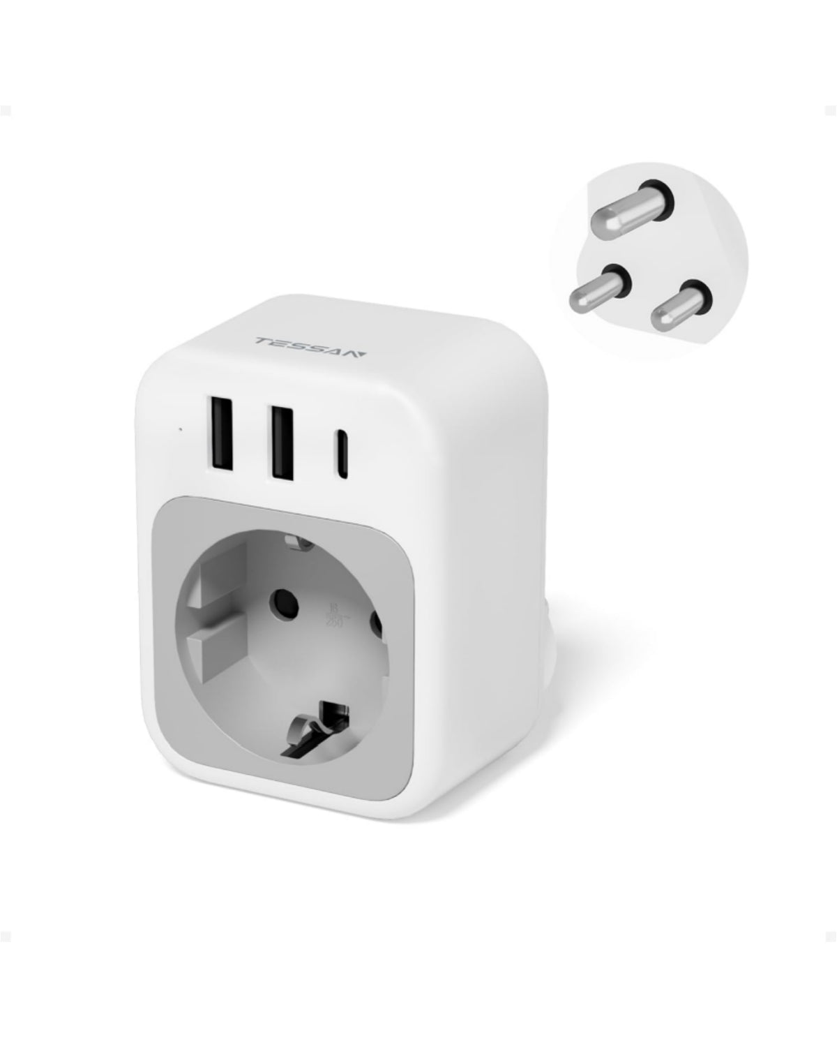 TESSAN Reiseadapter Südafrika Typ M mit USB-C