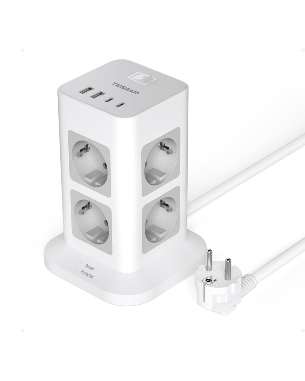 TESSAN 8-Fach Steckdosenturm mit USB-C TPS05