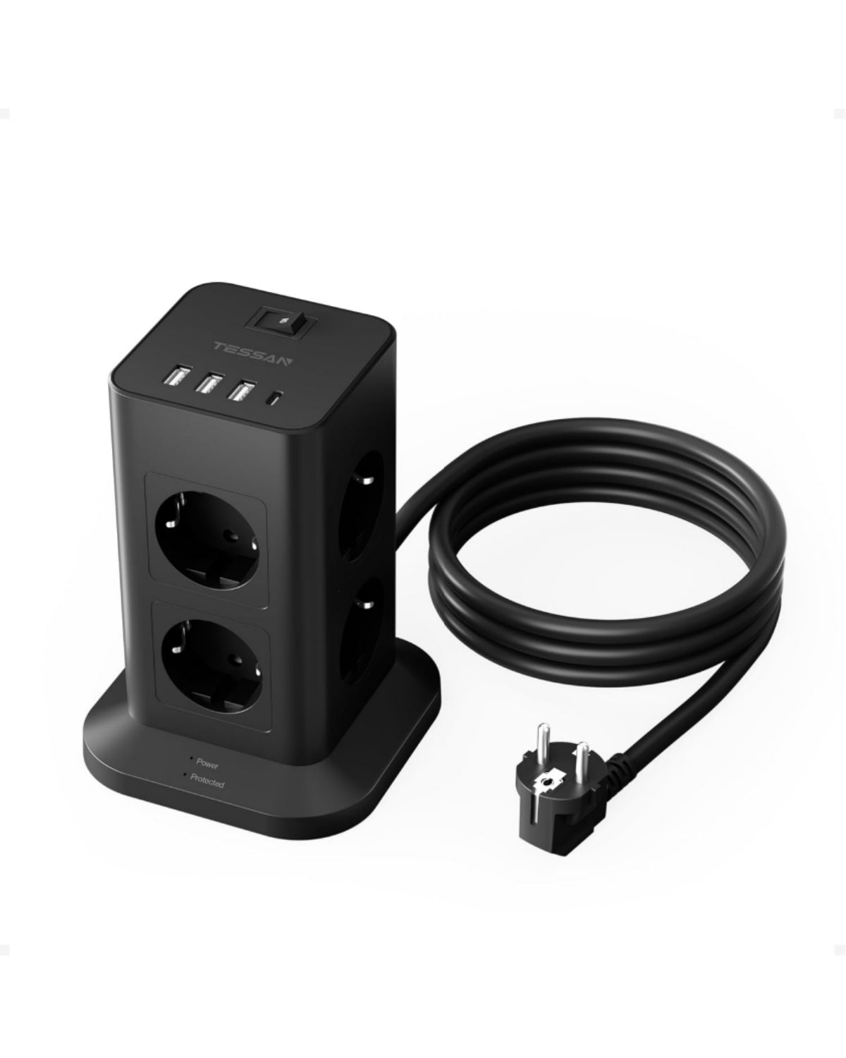 TESSAN 8-Fach Steckdosenturm mit USB-C TPS05