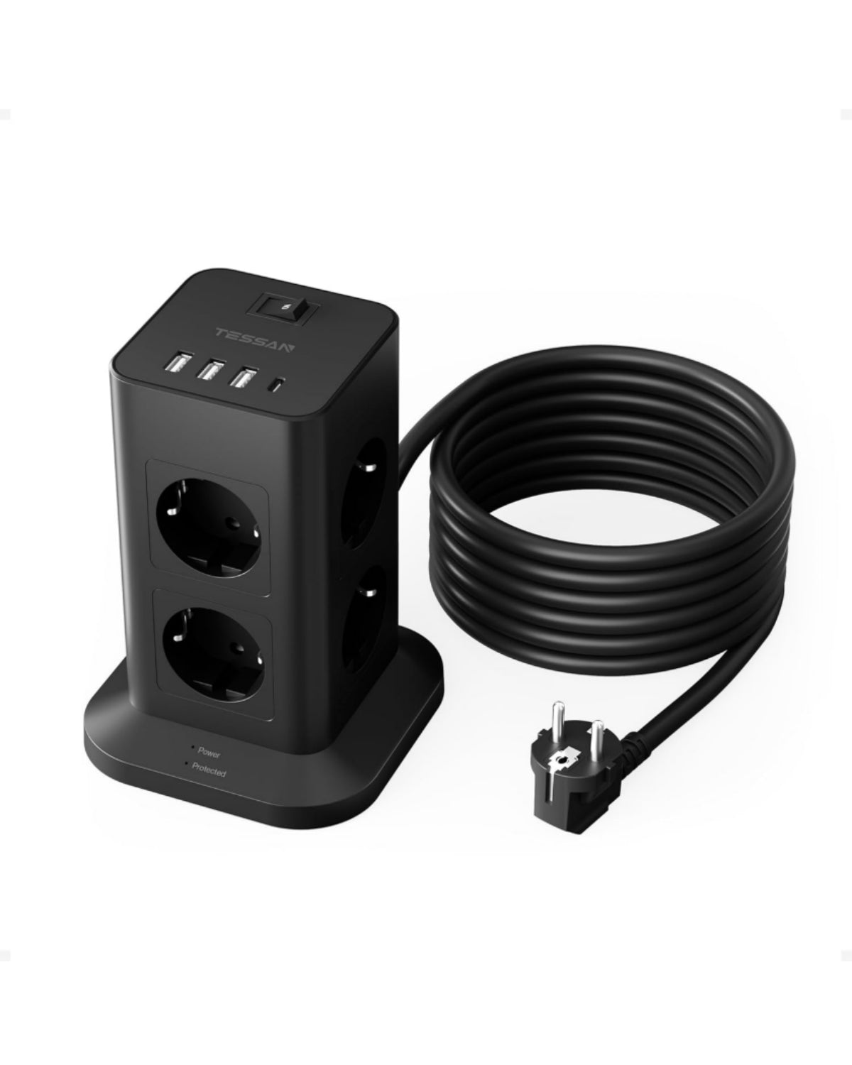 TESSAN 8-Fach Steckdosenturm mit USB-C TPS05