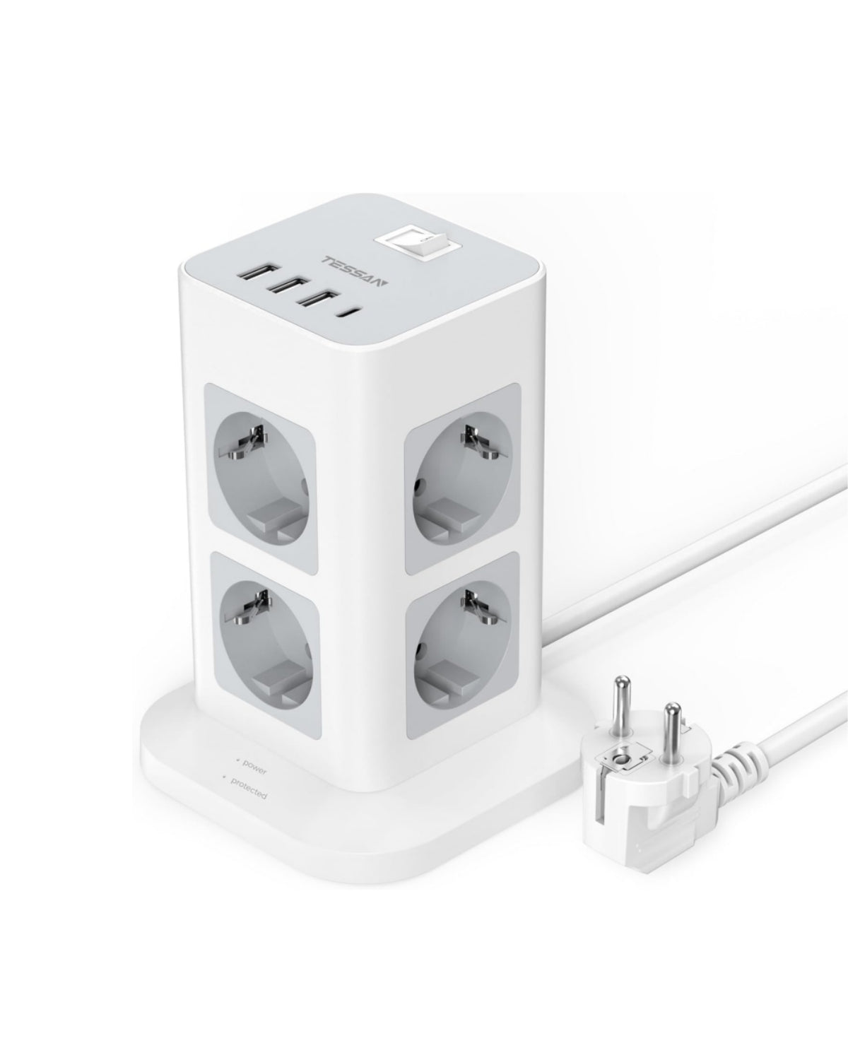 TESSAN 8-Fach Steckdosenturm mit USB-C TPS05