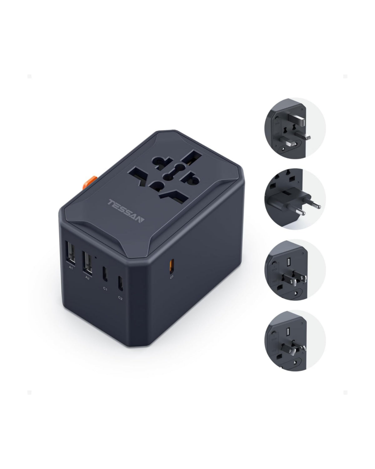TESSAN 65W GaN Reiseadapter mit USB-C Schnellladefunktion WTA07